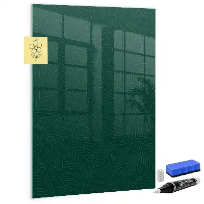 Magnetic dry erase board with line leaf pattern