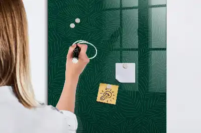 Magnetic dry erase board with line leaf pattern
