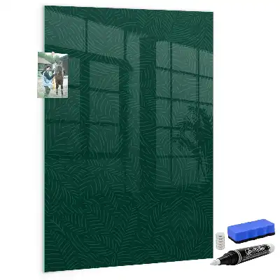 Magnetic dry erase board with line leaf pattern