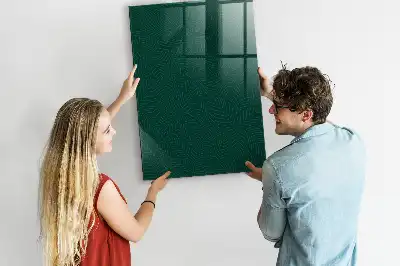 Magnetic dry erase board with line leaf pattern