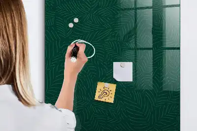 Magnetic dry erase board with line leaf pattern