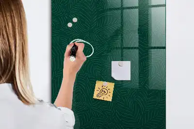 Magnetic dry erase board with line leaf pattern