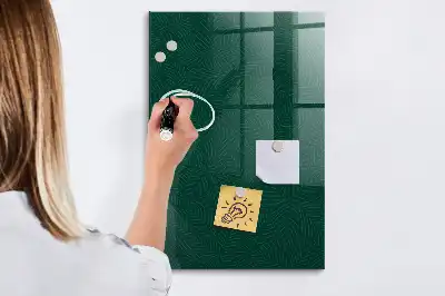 Magnetic dry erase board with line leaf pattern
