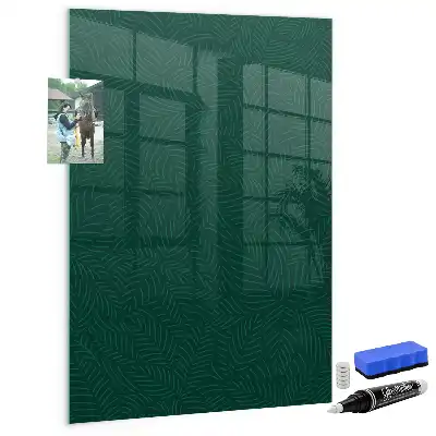 Magnetic dry erase board with line leaf pattern