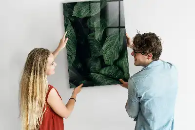 Magnetic dry erase board with jungle plant leaves design