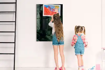 Magnetic dry erase board with jungle plant leaves design