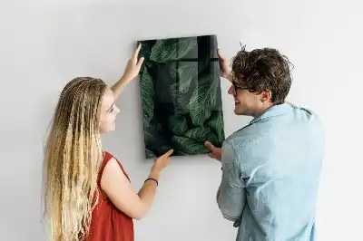 Magnetic dry erase board with jungle plant leaves design