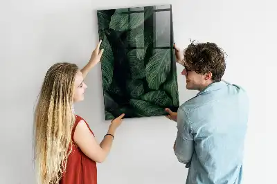 Magnetic dry erase board with jungle plant leaves design
