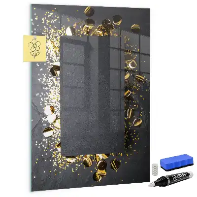 Magnetic dry erase board gold confetti design