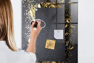 Magnetic dry erase board gold confetti design
