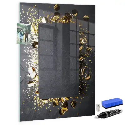 Magnetic dry erase board gold confetti design