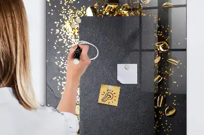 Magnetic dry erase board gold confetti design