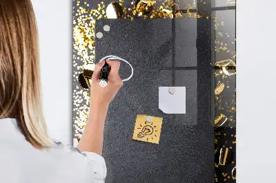 Magnetic dry erase board gold confetti design