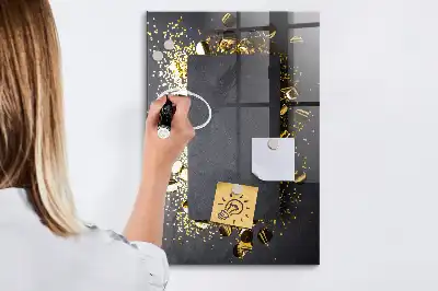 Magnetic dry erase board gold confetti design