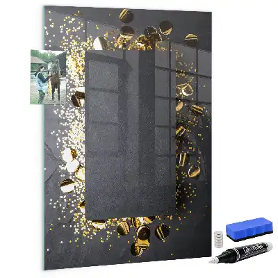 Magnetic dry erase board gold confetti design