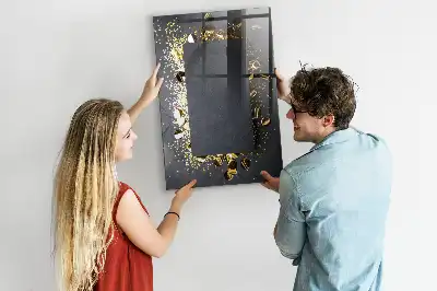 Magnetic dry erase board gold confetti design