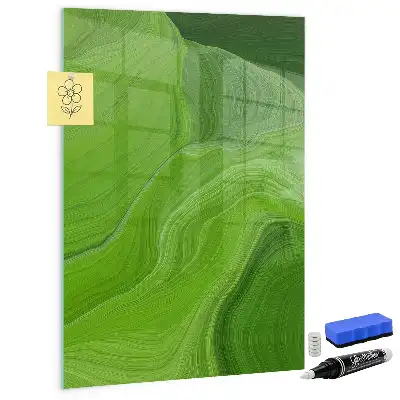 Magnetic dry erase board with wave abstraction design