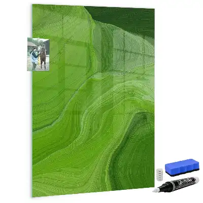 Magnetic dry erase board with wave abstraction design