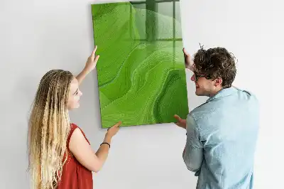 Magnetic dry erase board with wave abstraction design