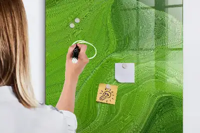 Magnetic dry erase board with wave abstraction design