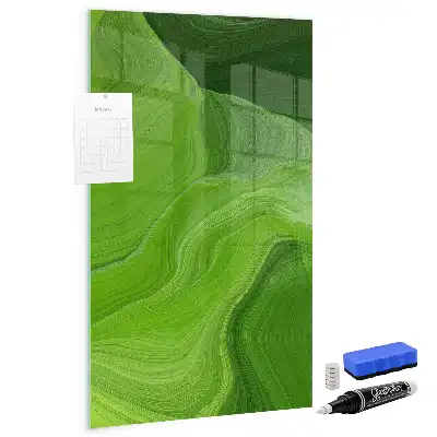 Magnetic dry erase board with wave abstraction design