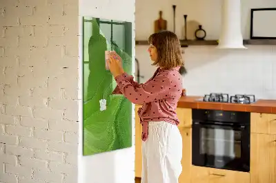 Magnetic dry erase board with wave abstraction design