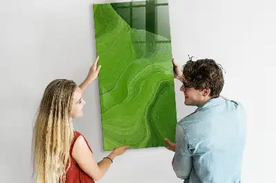 Magnetic dry erase board with wave abstraction design