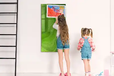 Magnetic dry erase board with wave abstraction design
