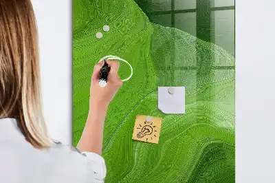 Magnetic dry erase board with wave abstraction design