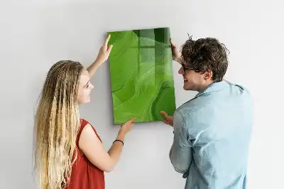 Magnetic dry erase board with wave abstraction design