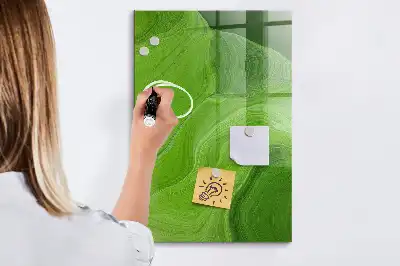 Magnetic dry erase board with wave abstraction design