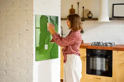 Magnetic dry erase board with wave abstraction design