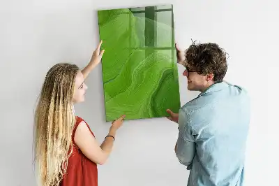 Magnetic dry erase board with wave abstraction design