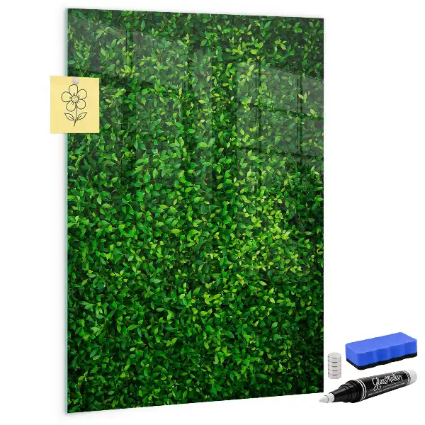 Magnetic dry erase board with leaves hedge design