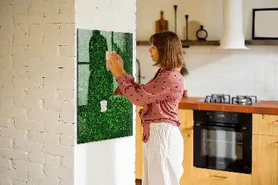Magnetic dry erase board with leaves hedge design