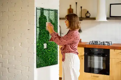 Magnetic dry erase board with leaves hedge design