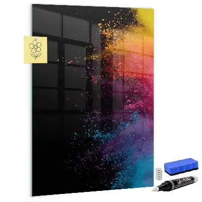 Magnetic dry erase board with colorful powder