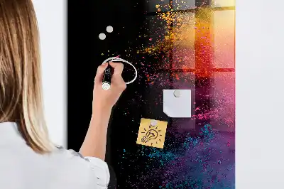 Magnetic dry erase board with colorful powder