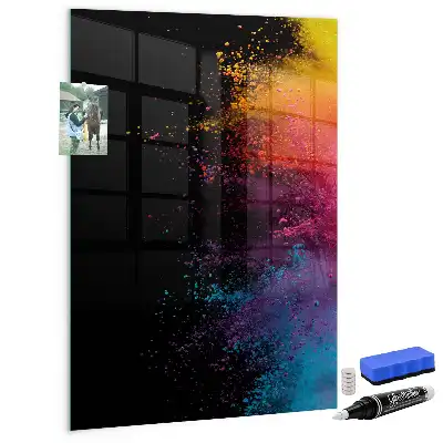 Magnetic dry erase board with colorful powder
