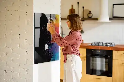 Magnetic dry erase board with colorful powder