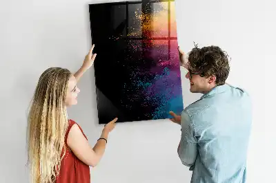 Magnetic dry erase board with colorful powder
