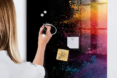 Magnetic dry erase board with colorful powder