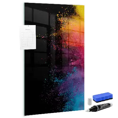 Magnetic dry erase board with colorful powder