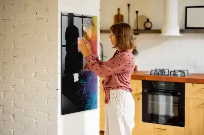 Magnetic dry erase board with colorful powder