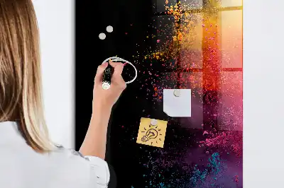 Magnetic dry erase board with colorful powder