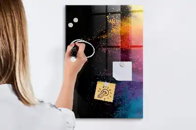Magnetic dry erase board with colorful powder