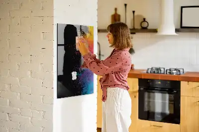 Magnetic dry erase board with colorful powder