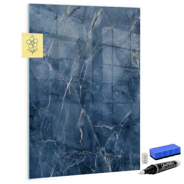 Magnetic dry erase board with decorative marble frame