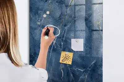 Magnetic dry erase board with decorative marble frame