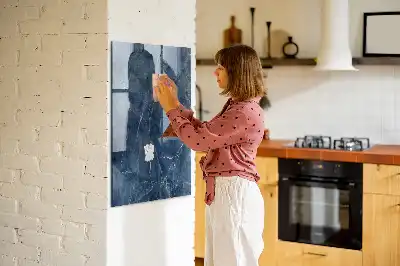 Magnetic dry erase board with decorative marble frame